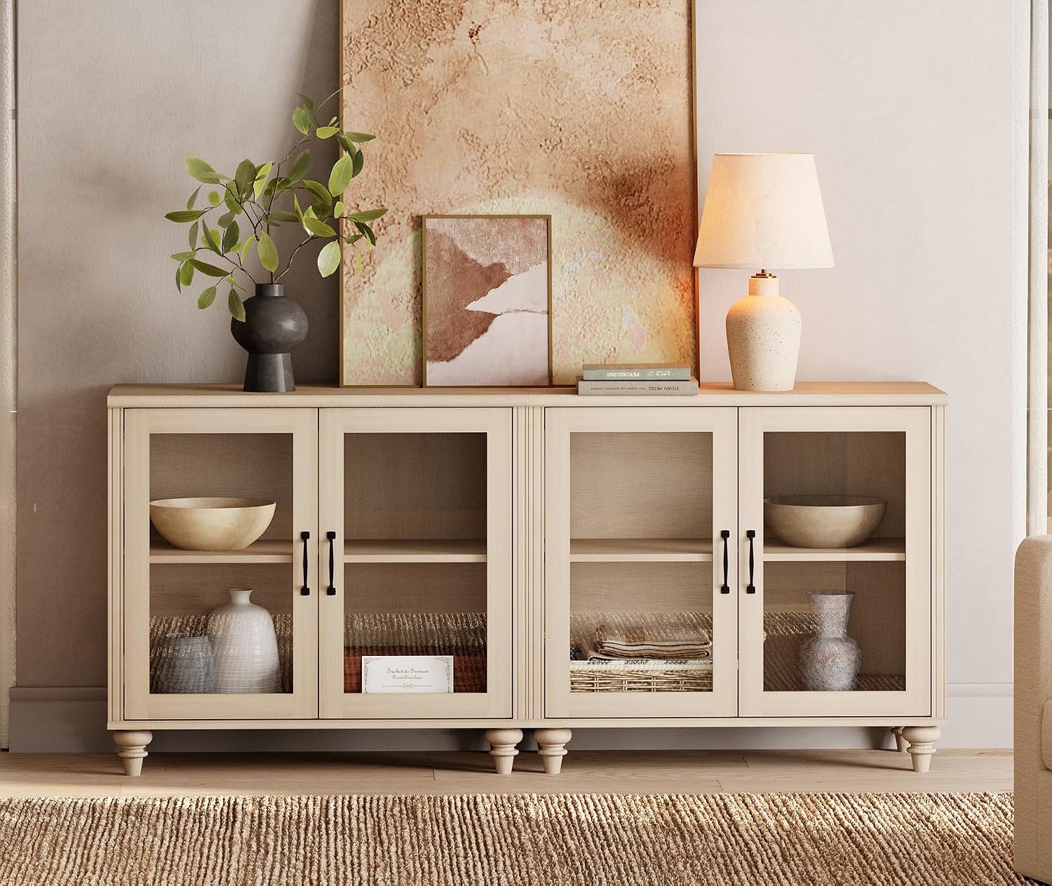 Vintage Collectible Glass - 빈티지 조롱박 다리와 투명 유리문이 있는