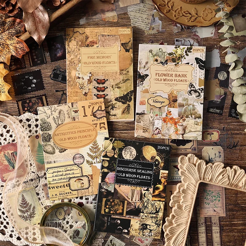 Vintage Collectible Books - 20매 빈티지 다이컷 스티커북, 커팅 불필요