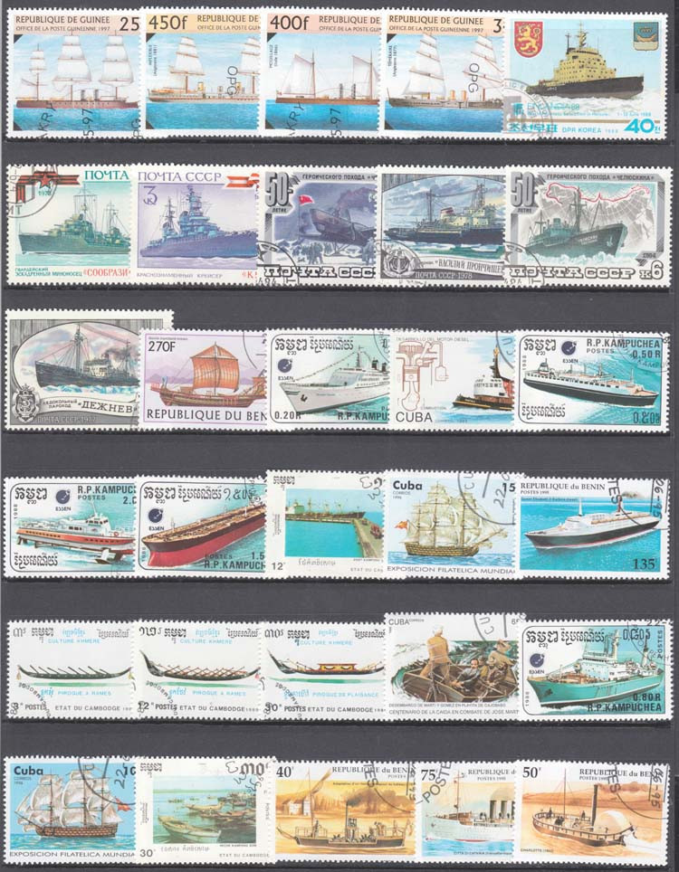 Collectible Vintage Postage Stamps - 선박 및 범선 특별 우표 100개