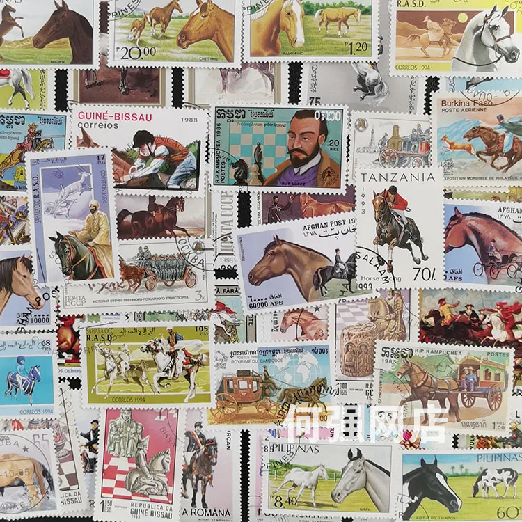 100 가지 다른 말 우표 반복되지 않는 실제 사용 우 - Collectible Vintage Postage Stamps 리뷰 및 가격