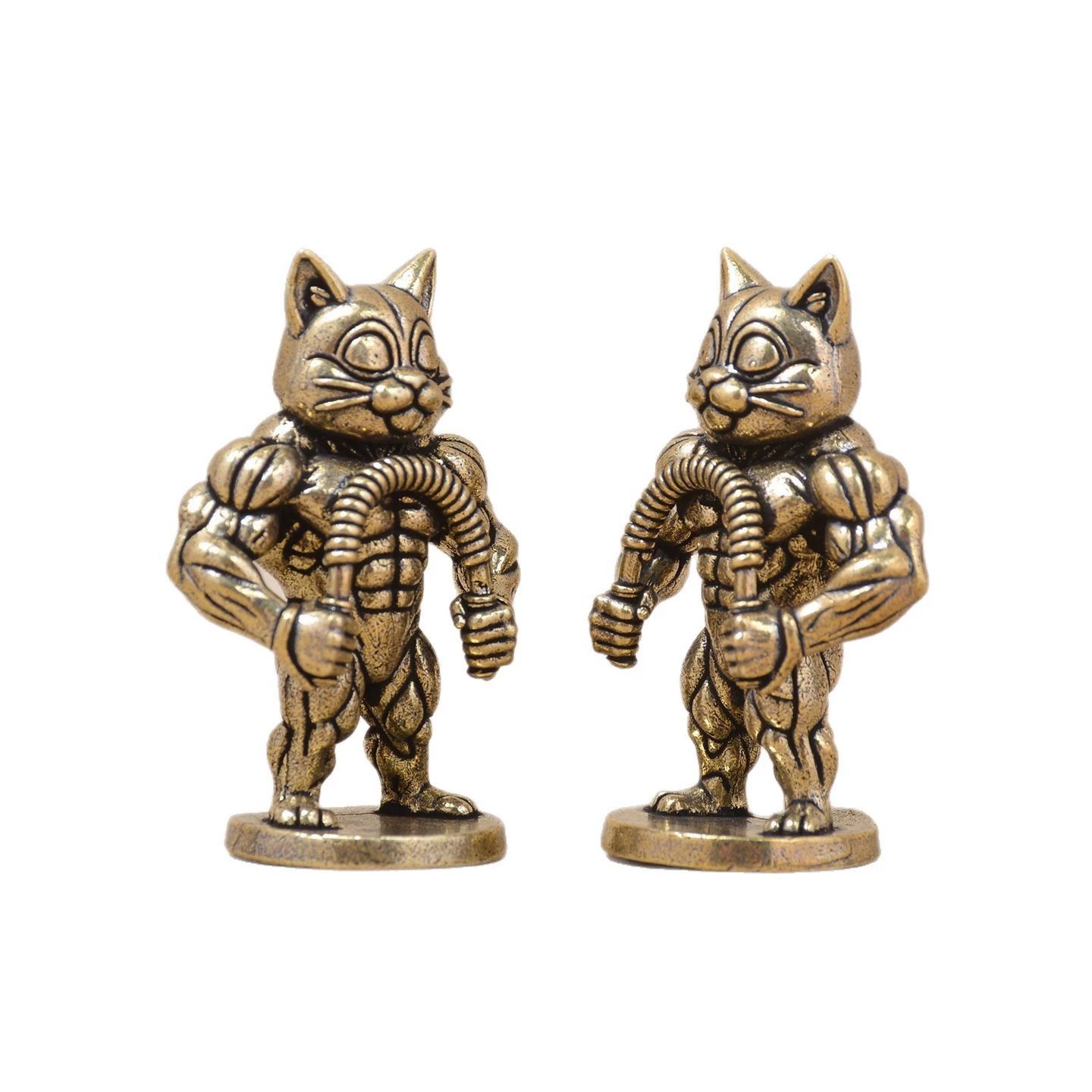 1개 미니 황동 근육질 피트니스 고양이 조각상 빈티지  - Vintage Collectible Christmas Ornaments 리뷰 및 가격