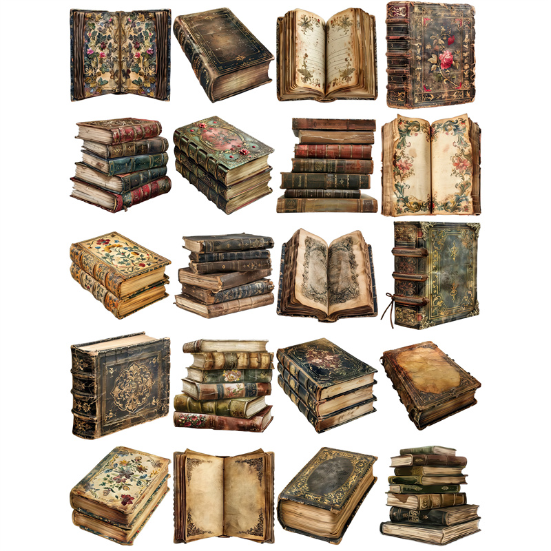 20 개/갑 빈티지 책 스티커 DIY 공예 스크랩북 앨 - Vintage Collectible Books 리뷰 및 가격