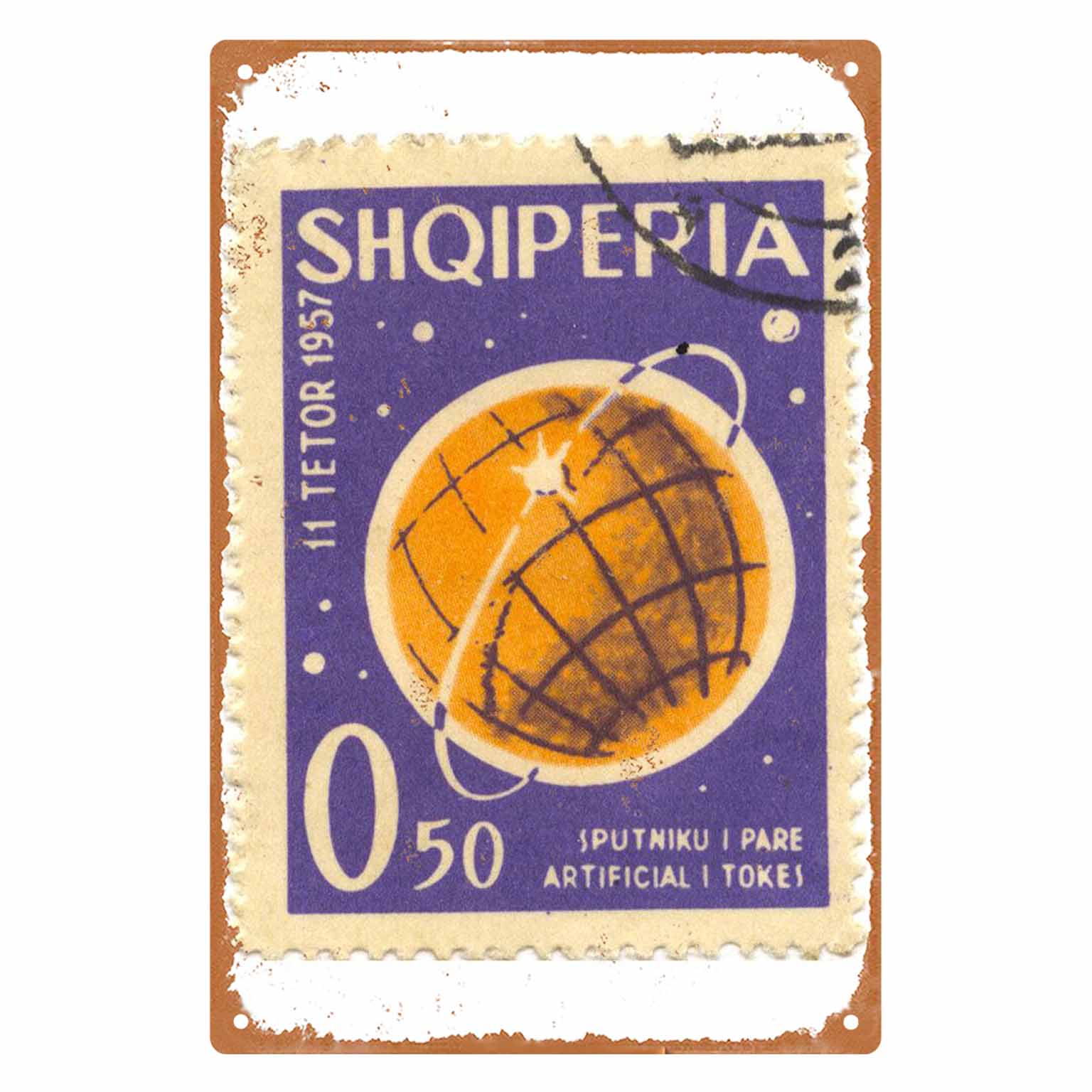 2D 플랫 1개 빈티지 알바니아 1957년 스푸트니크  - Collectible Vintage Postage Stamps 리뷰 및 가격