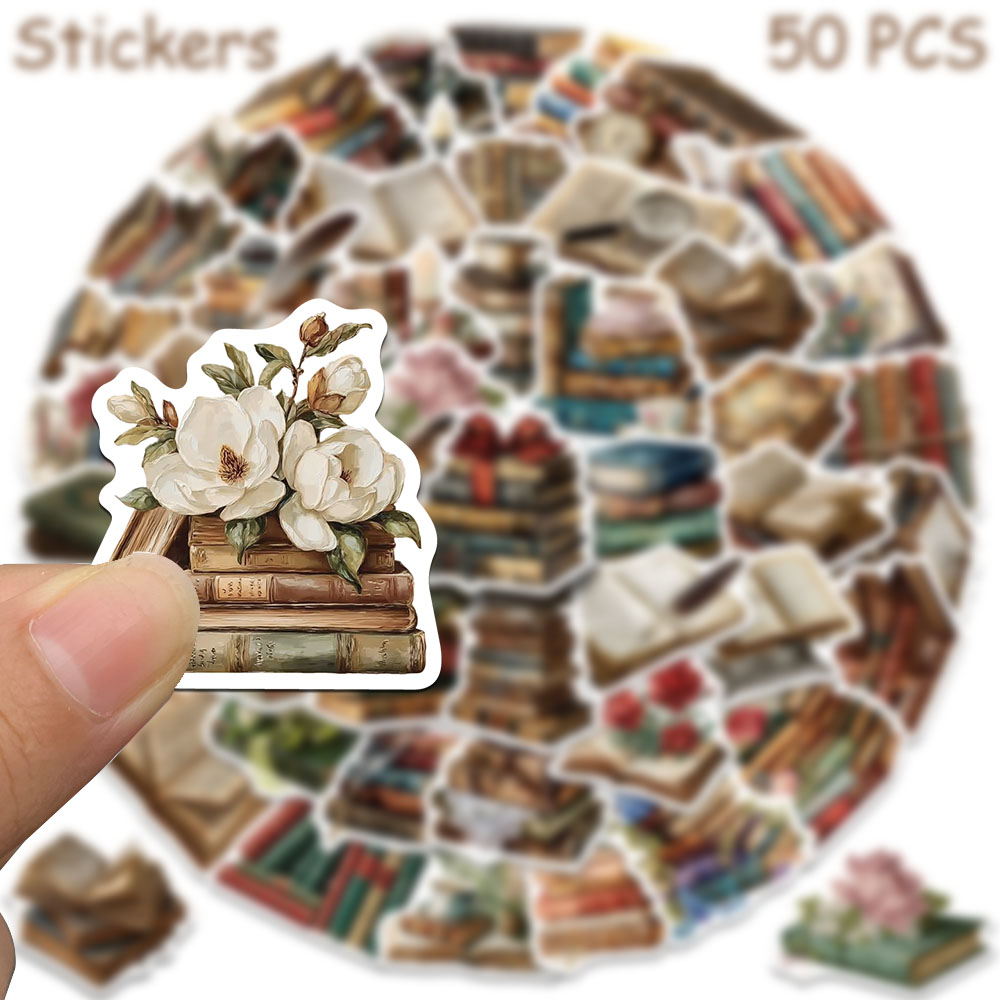 50pcs 빈티지 책 스티커 데칼 노트북 스크랩북 가방 - Vintage Collectible Books 리뷰 및 가격