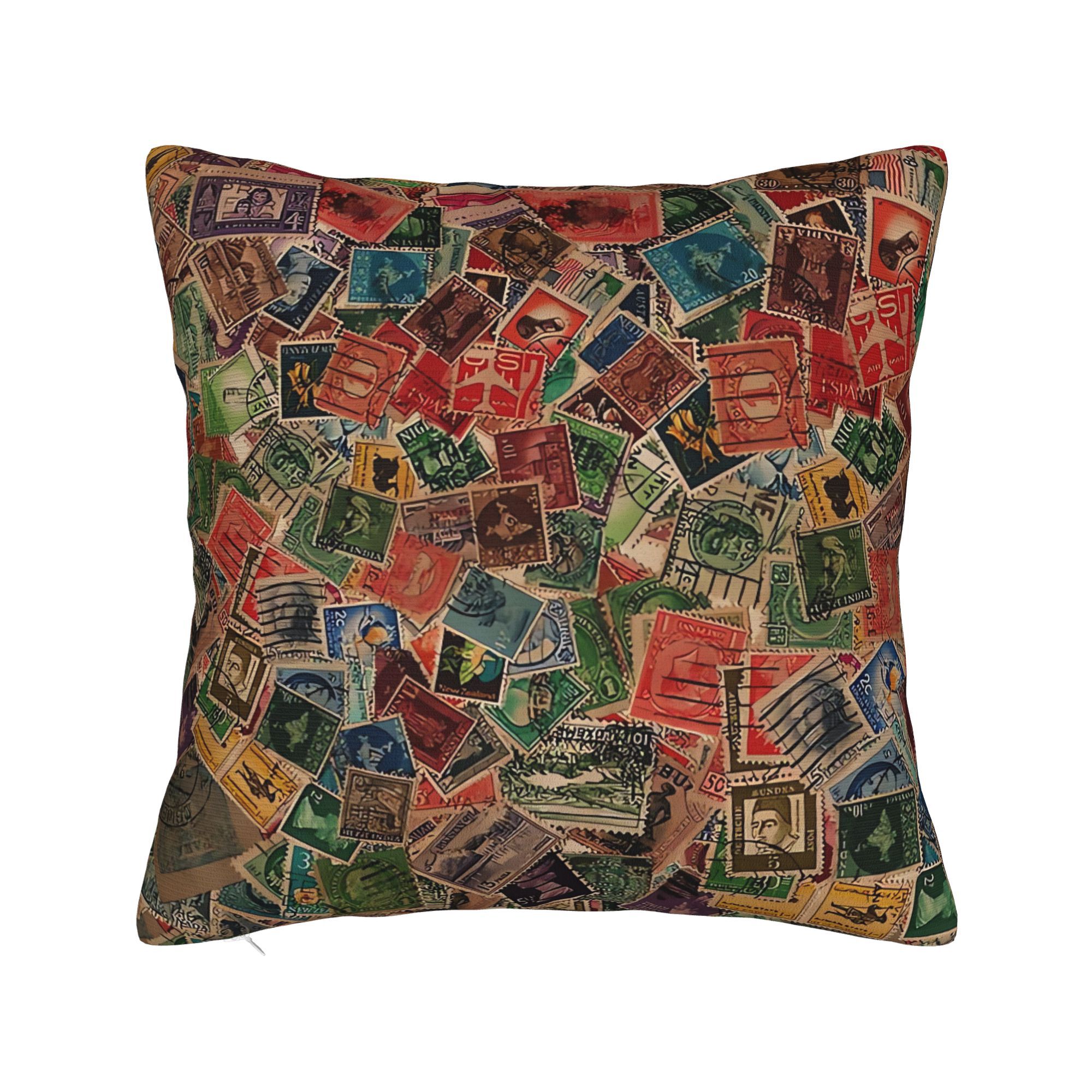 빈티지 우표 컬렉션이 돋보이는 우아한 쿠션 커버, 모던 - Collectible Vintage Postage Stamps 리뷰 및 가격