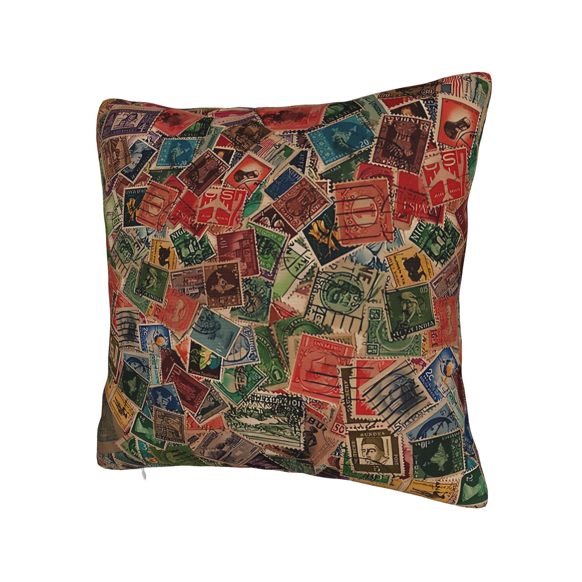 빈티지 우표 컬렉션이 돋보이는 우아한 쿠션 커버, 모던 - Collectible Vintage Postage Stamps 리뷰 및 가격