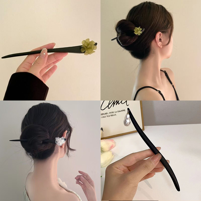 빈티지 중국 스타일 나무 꽃 머리 스틱 여성을위한 진주 - Vintage Collectibles For Sale 리뷰 및 가격